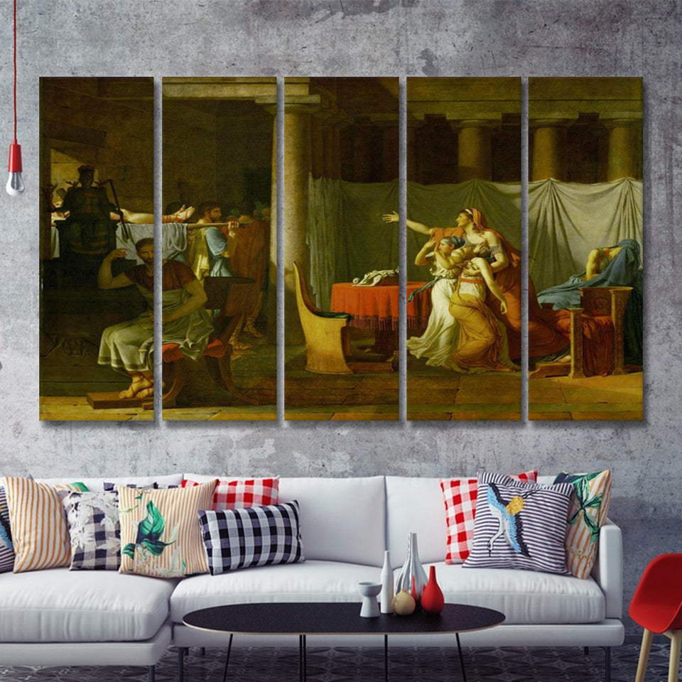 Lictors Bring To Brutus Bodies By David 5 Pieces B Canvas Prints Wall Art - Painting Canvas, Multi Panels,5 Panel, Wall Decor