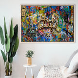 Life Is Beautiful Grafiti Art V2 Banksy Style, Framed Canvas Prints Wall Art Home Decor,Floating Frame, Ready to Hang