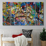 Life Is Beautiful Grafiti Art V2 Banksy Style, Multi Panels, 5 Pieces B, Canvas Prints Wall Art Home Decor,X Large Canvas