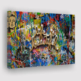 Life Is Beautiful Grafiti Art V2 Banksy Style, Canvas Prints Wall Art Home Decor