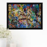 Life Is Beautiful Grafiti Art V2 Banksy Style, Framed Canvas Prints Wall Art Home Decor,Floating Frame, Ready to Hang