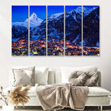 Light Home At The City Of Switzerland 5 Pieces B Canvas Prints Wall Art - Painting Canvas, Multi Panels,5 Panel, Wall Decor