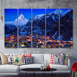 Light Home At The City Of Switzerland 5 Pieces B Canvas Prints Wall Art - Painting Canvas, Multi Panels,5 Panel, Wall Decor