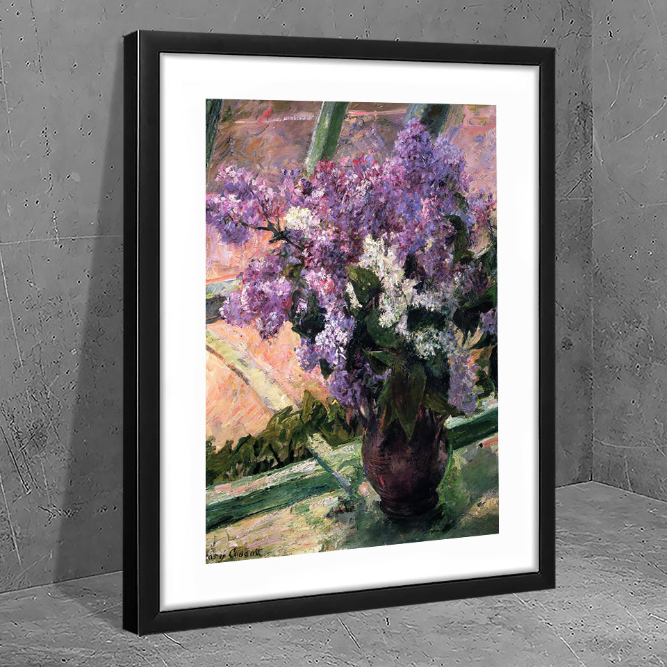 Lilacs in a window by Mary Cassatt - Art Prints, Framed Prints, Wall Art Prints, Frame Art