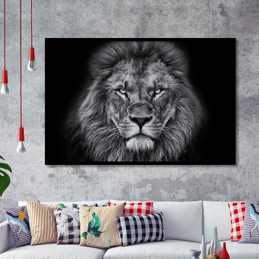 Lion Black & White Framed Art Prints Wall Decor - Painting Prints, Framed Picture, Home Decor