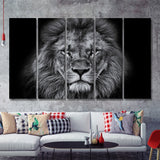 Lion Black & White 5 Piece B Canvas Prints Wall Art Decor - Painting Canvas, Multi Panels