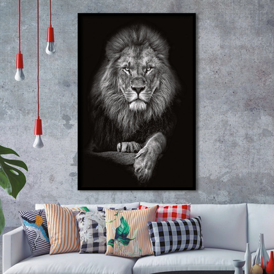 Lion Print Framed Art Print Wall Decor - Painting Art, Framed Picture, Home Decor