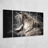 Lion, Lion Portrait Canvas Art 5 Panels B,Large Canvas,Canvas Prints Wall Art Home Decor