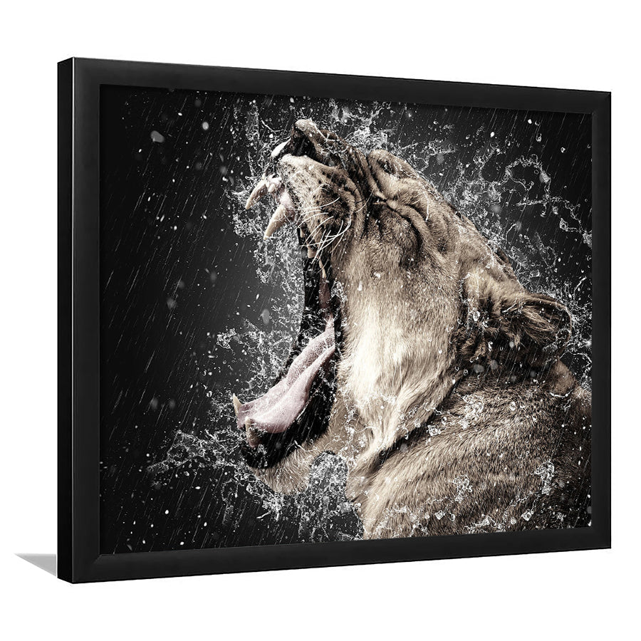 Lion, Lion Portrait Art Framed Art Prints Wall Art Decor,Black Frame, Ready to hang