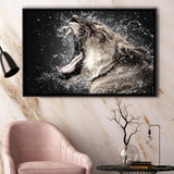 Lion, Lion Portrait Canvas Art Framed Canvas Prints Wall Art Decor, Black Floating Frame