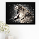 Lion, Lion Portrait Canvas Art Framed Canvas Prints Wall Art Decor, Black Floating Frame
