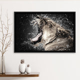 Lion, Lion Portrait Canvas Art Framed Canvas Prints Wall Art Decor, Black Floating Frame