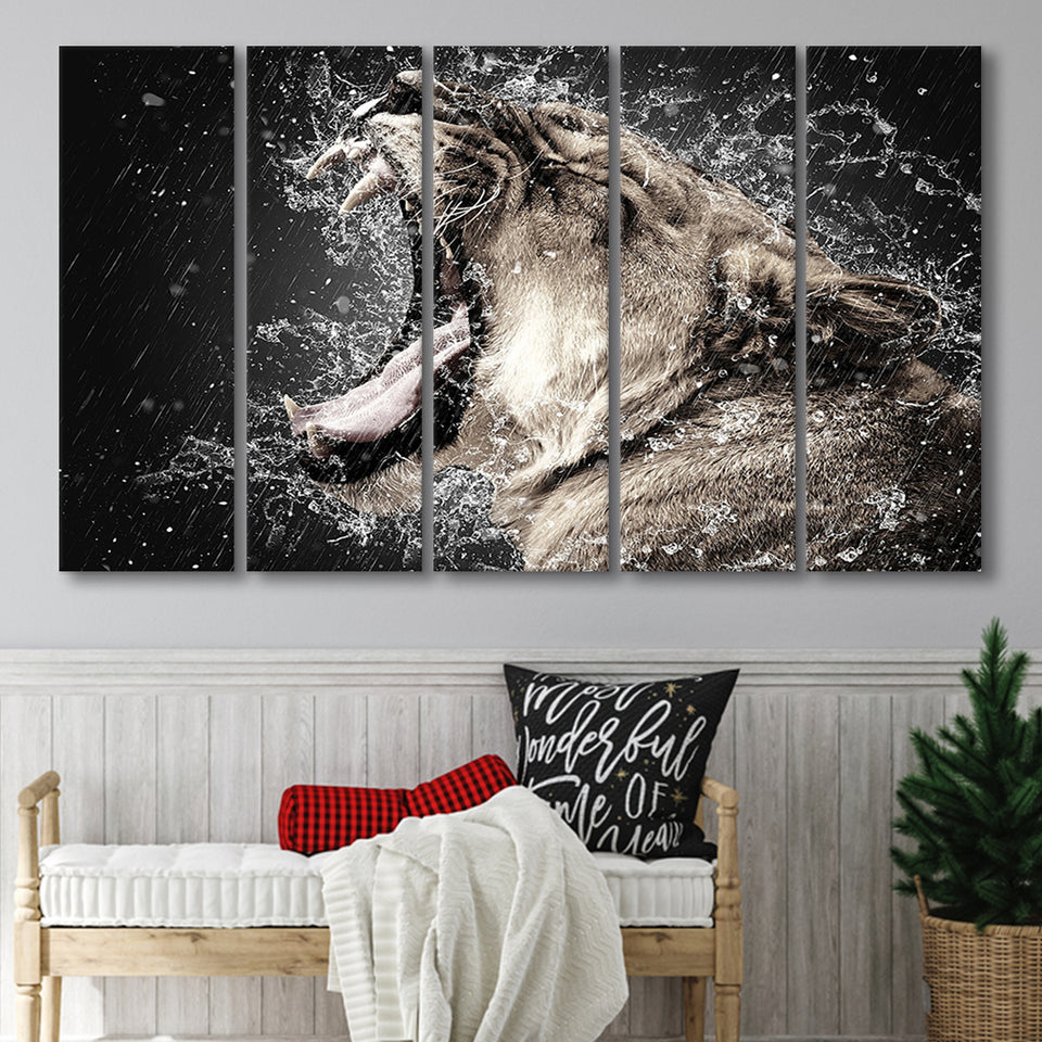 Lion, Lion Portrait Canvas Art 5 Panels B,Large Canvas,Canvas Prints Wall Art Home Decor