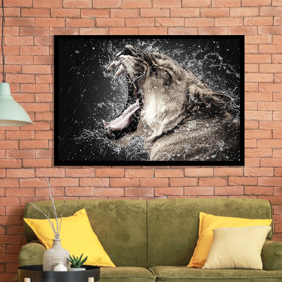 Lion, Lion Portrait Art Framed Art Prints Wall Art Decor,Black Frame, Ready to hang