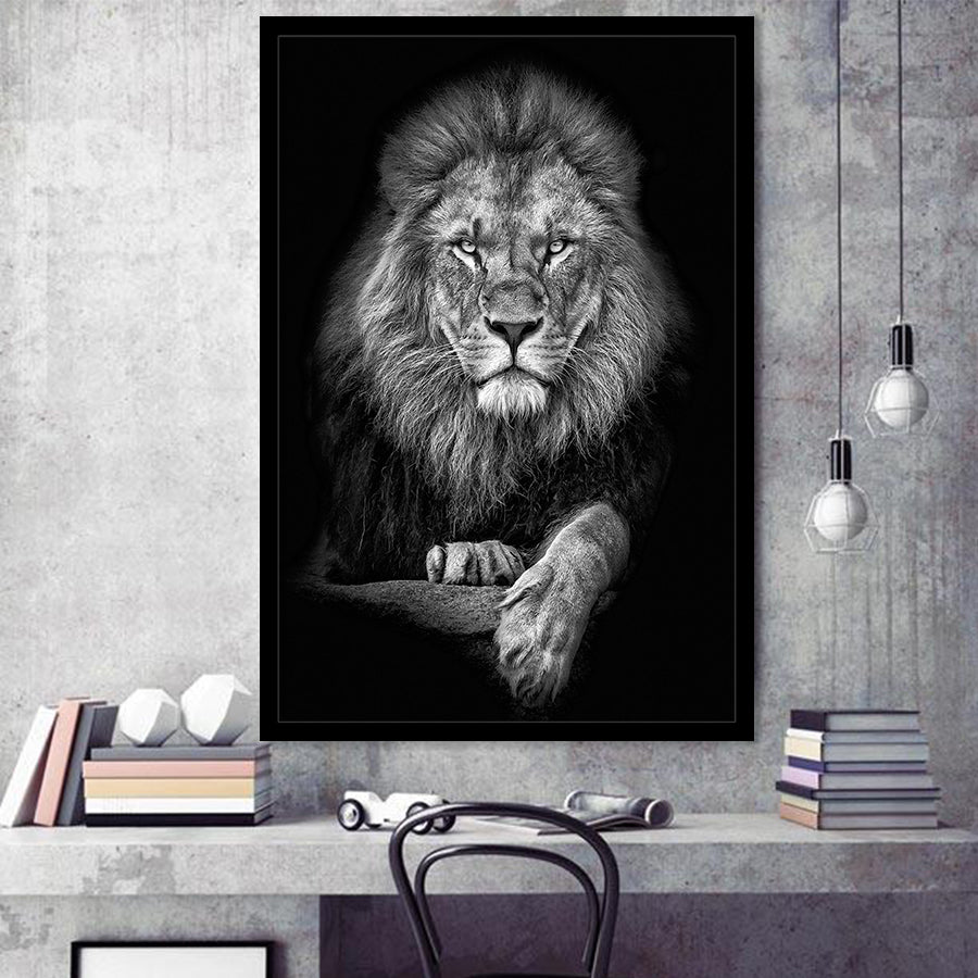 Lion Print Framed Art Print Wall Decor - Painting Art, Framed Picture, Home Decor