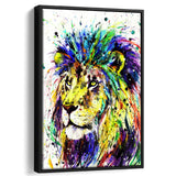Lion Colorful Graffiti Framed Canvas Prints Wall Art Decor - Painting Canvas, Floating Frame, Framed Picture