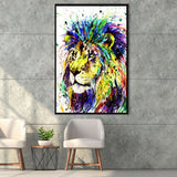 Lion Colorful Graffiti Framed Canvas Prints Wall Art Decor - Painting Canvas, Floating Frame, Framed Picture