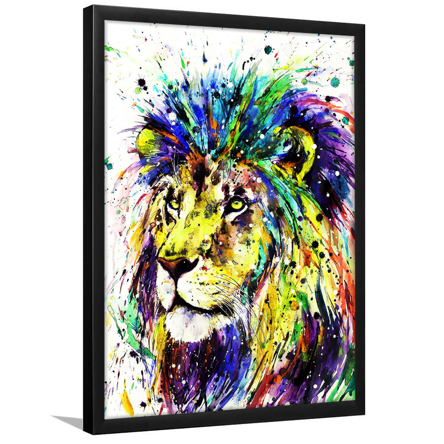 Lion Colorful Graffiti Framed Art Print Wall Decor - Painting Art, Wall Art, Framed Picture, Black Frame