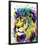 Lion Colorful Graffiti Framed Art Print Wall Decor - Painting Art, Wall Art, Framed Picture, Black Frame