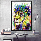 Lion Colorful Graffiti Framed Art Print Wall Decor - Painting Art, Wall Art, Framed Picture, Black Frame