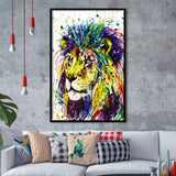 Lion Colorful Graffiti Framed Art Print Wall Decor - Painting Art, Wall Art, Framed Picture, Black Frame