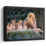 Lion Dad And Son Animal Art Framed Canvas Prints Wall Art - Painting Canvas, Wall Decor, Canvas Art, Floating Frame