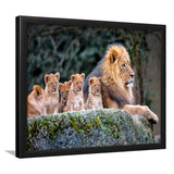 Lion Dad And Son Animal Art Framed Art Prints Wall Decor - Painting Prints, Wall Art, Framed Picture, Black Frame