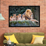 Lion Dad And Son Animal Art Framed Art Prints Wall Decor - Painting Prints, Wall Art, Framed Picture, Black Frame