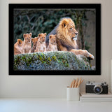 Lion Dad And Son Animal Art Framed Art Prints Wall Decor - Painting Prints, Wall Art, Framed Picture, Black Frame