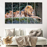 Lion Dad And Son Animal Art 5 Pieces B Canvas Prints Wall Art - Painting Canvas, Multi Panel, Wall Decor, Canvas Art