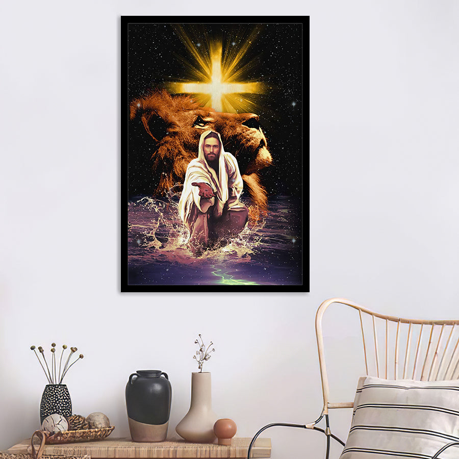 Lion Judah Jesus Reaching Hand Framed Art Prints - Framed Painting, Painting Art, Prints for Sale, Wall Art, Wall Decor