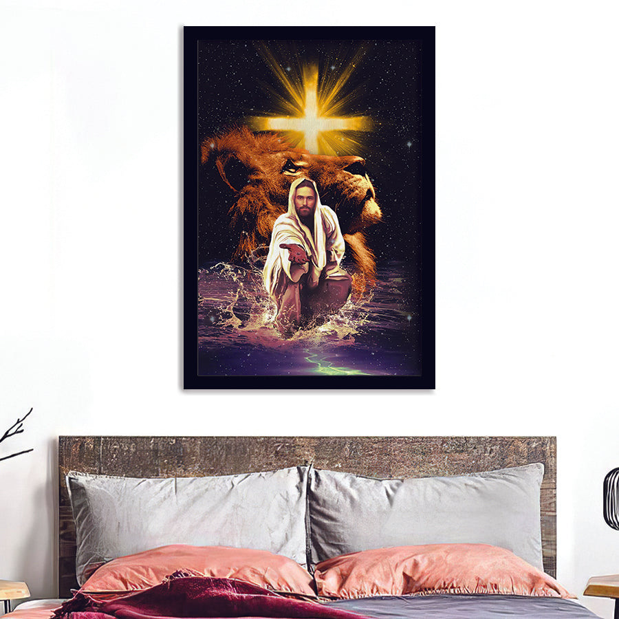 Lion Judah Jesus Reaching Hand Framed Art Prints - Framed Painting, Painting Art, Prints for Sale, Wall Art, Wall Decor