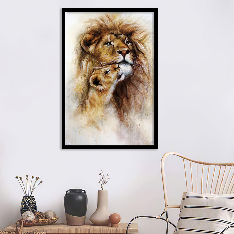 Lion cubs With Mother Schafer Wild Animal Nature Barnwood Framed Picture  Art Print (19x23) - Impact Posters Gallery