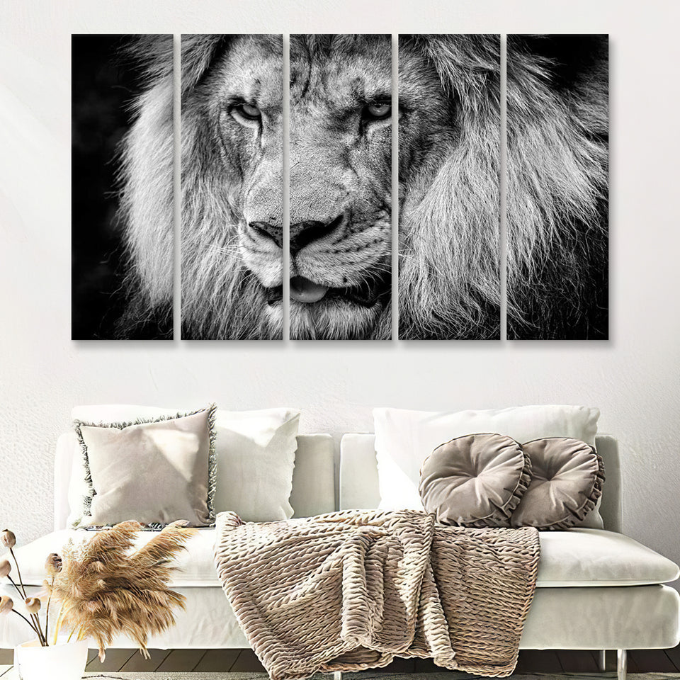 Lion Original Art 5 Piece B Canvas Prints Wall Art Decor - Painting Canvas, Multi Panels