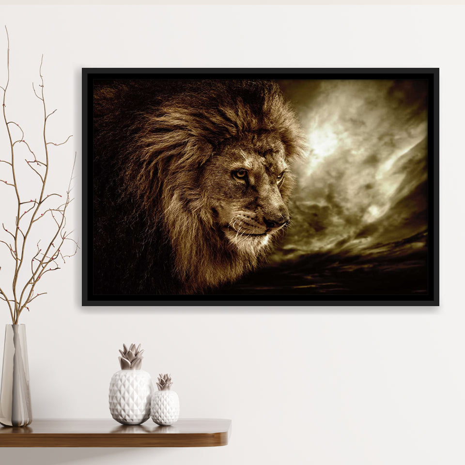 Lion Pictures Art Framed Canvas Prints Wall Art Decor - Paiting Canvas, Art Prints, Floating Frame
