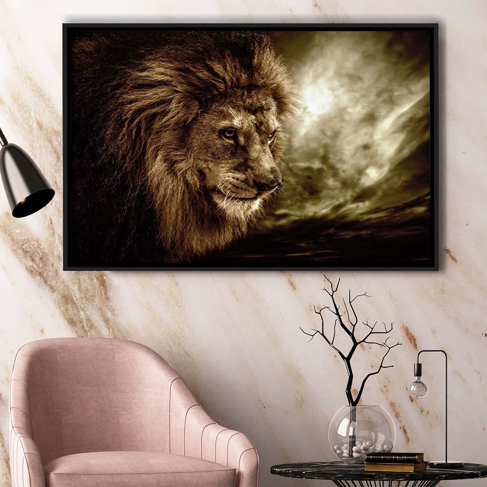 Lion Pictures Art Framed Canvas Prints Wall Art Decor - Paiting Canvas, Art Prints, Floating Frame