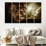 Lion Pictures Art 5 Piece B Canvas Prints Wall Art Decor - Painting Canvas, Multi Panels