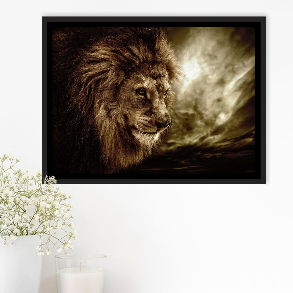 Lion Pictures Art Framed Canvas Prints Wall Art Decor - Paiting Canvas, Art Prints, Floating Frame