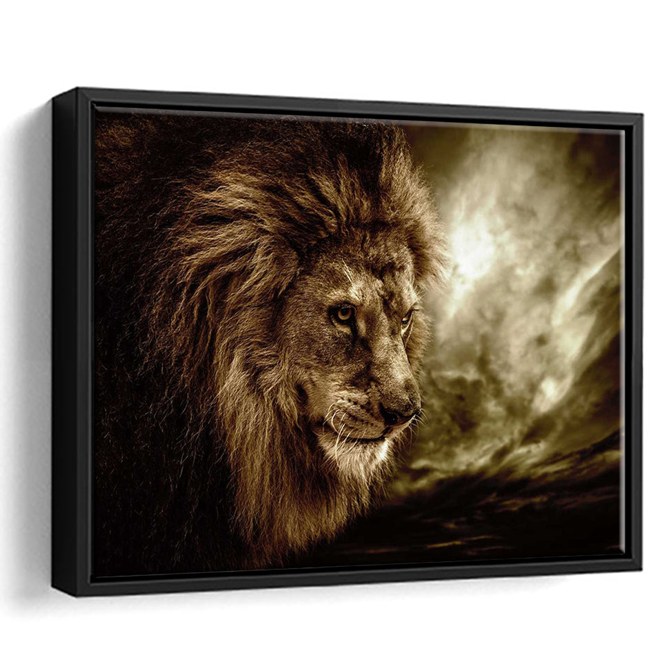 Lion Pictures Art Framed Canvas Prints Wall Art Decor - Paiting Canvas, Art Prints, Floating Frame