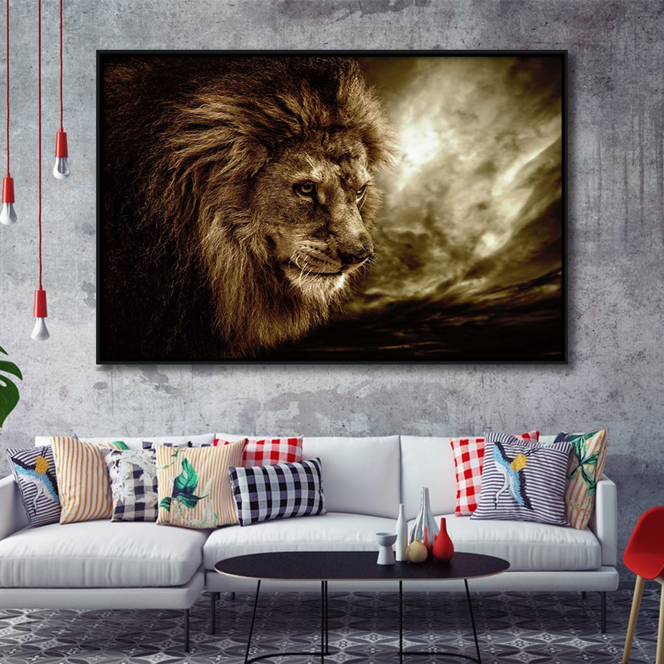 Lion Pictures Art Framed Canvas Prints Wall Art Decor - Paiting Canvas, Art Prints, Floating Frame