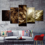Lion Pictures Art 5 Piece Canvas Prints Wall Art Decor - Painting Canvas, Multi Panels