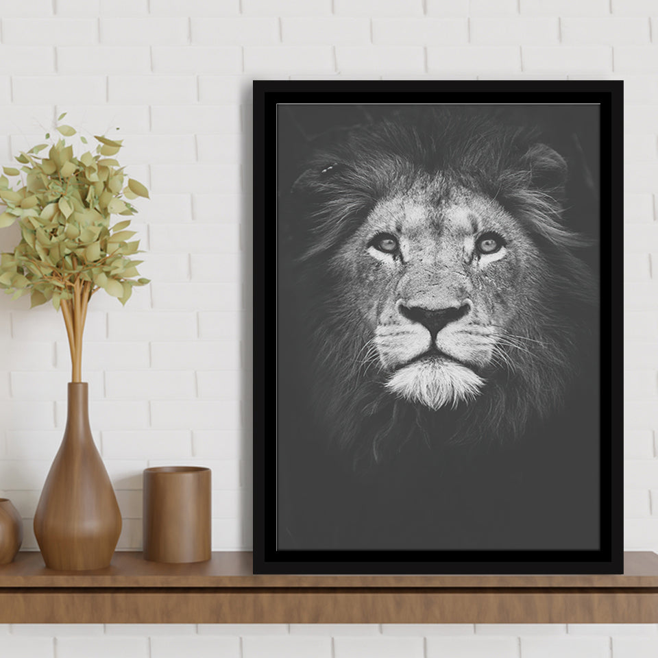 Lion Portrait 3 Framed Canvas Prints Wall Art - Painting Canvas, Floating Frame, Painting Prints, For Sale