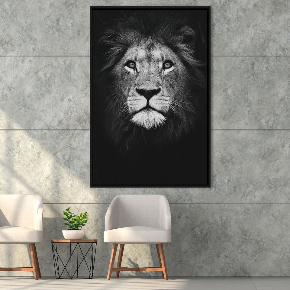 Lion Portrait 3 Framed Canvas Prints Wall Art - Painting Canvas, Floating Frame, Painting Prints, For Sale
