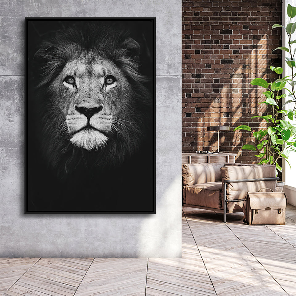 Lion Portrait 3 Framed Canvas Prints Wall Art - Painting Canvas, Floating Frame, Painting Prints, For Sale