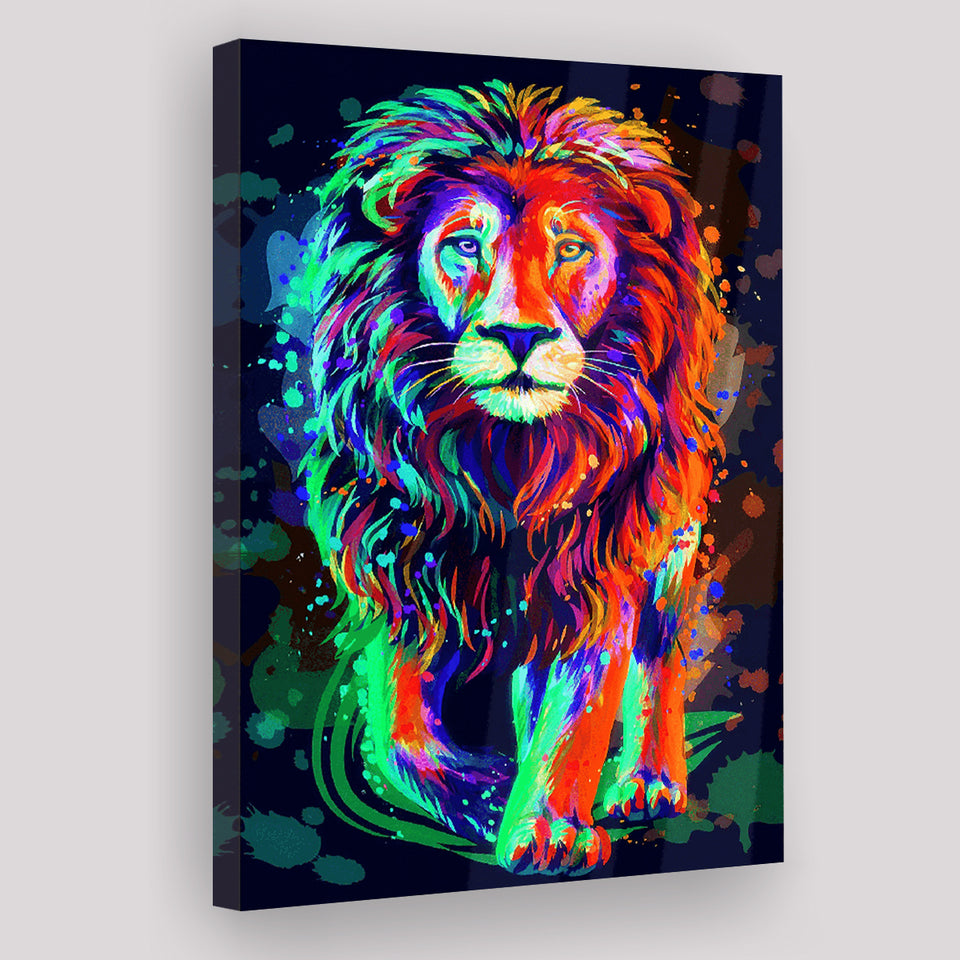 Lion Portrait Water Colorful Canvas Prints Wall Art Decor - Painting Canvas, Home Decor, Art Print, Art For Sale