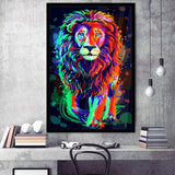 Lion Portrait Water Colorful Framed Art Print Wall Decor - Painting Art, Wall Art, Framed Picture, Black Frame
