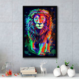 Lion Portrait Water Colorful Framed Canvas Prints Wall Art Decor - Painting Canvas, Floating Frame, Framed Picture