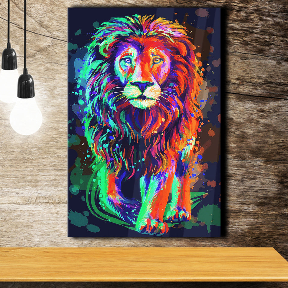 Lion Portrait Water Colorful Canvas Prints Wall Art Decor - Painting Canvas, Home Decor, Art Print, Art For Sale