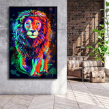Lion Portrait Water Colorful Framed Canvas Prints Wall Art Decor - Painting Canvas, Floating Frame, Framed Picture