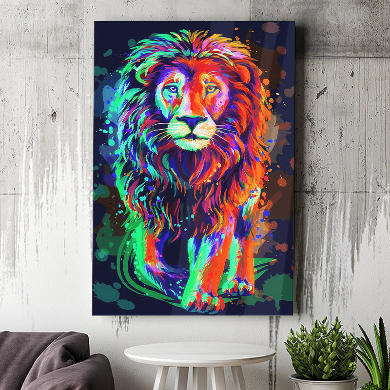 Lion Portrait Water Colorful Canvas Prints Wall Art Decor - Painting Canvas, Home Decor, Art Print, Art For Sale